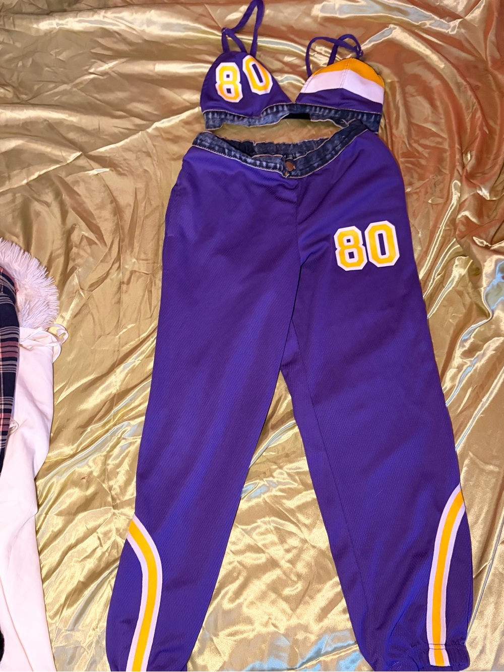 Purple  Athletic Joggers with Number 80